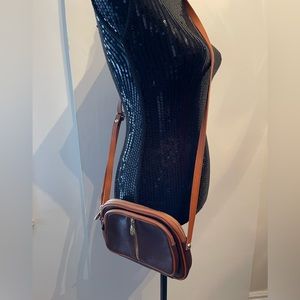 Valentina Brown & Carmel Pebbled Leather Crossbody Bag